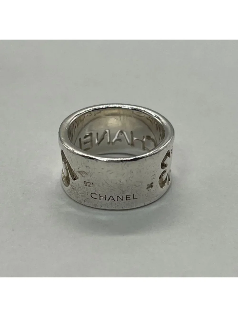 Chanel Logo Wide Ring Clover